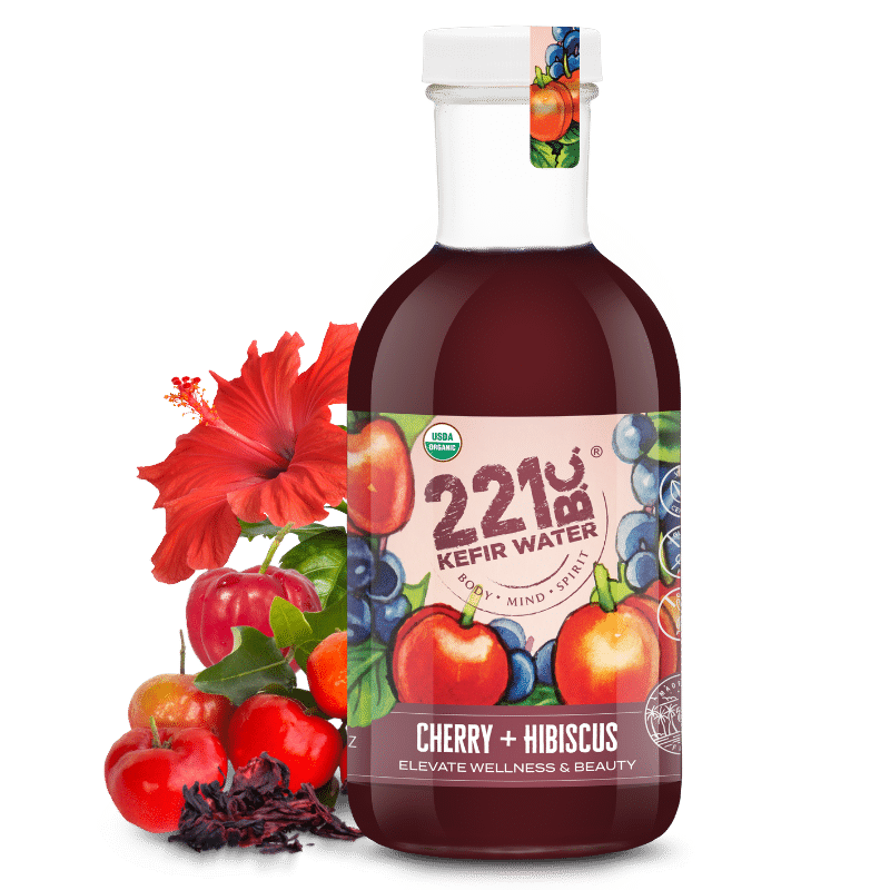 cherry hibiscus kombucha bottle